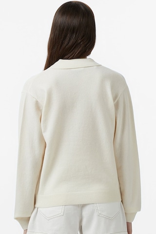Lacoste Women's Classic Fit Polo Collar Cream Sweater Kadın Polo Yaka Clasic Fit Yün Kaşmir Kazak Krem Krem
