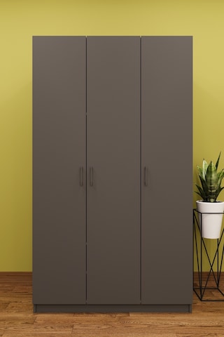 Asra Trend 3 Kapaklı Gardırop G-01 %100 MDF Geniş Hacimli Elbise Dolabı Antrasit