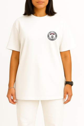 Bahriyeli Collection Oversize Sg Cep Ve Sırt Baskılı Unisex T-shirt Beyaz