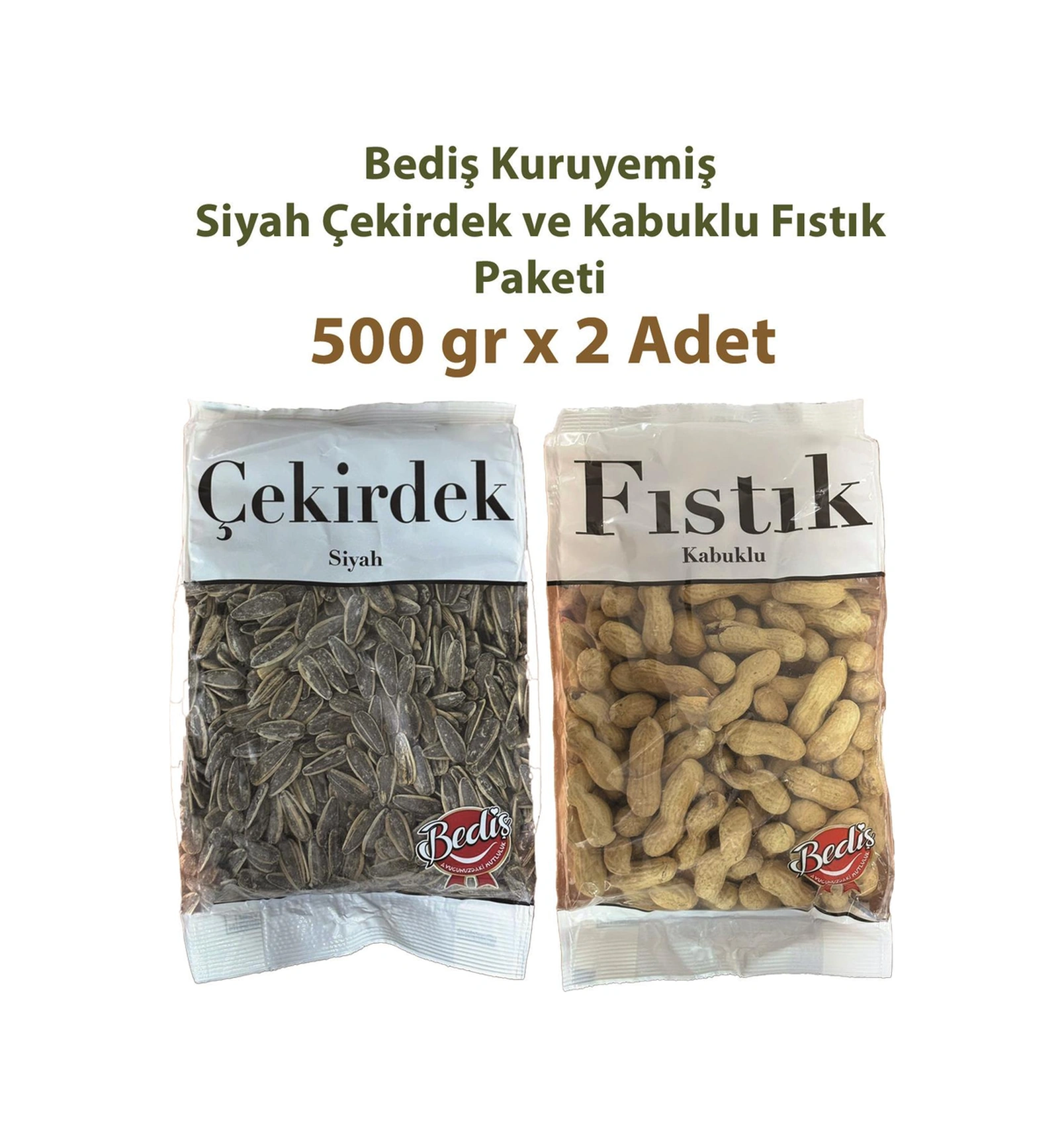 Bediş Kuruyemiş Siyah Çekirdek Ve Kabuklu Fıstık Paketi 500 Gr X 2 Adet 500 G