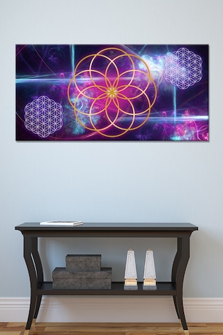 Yaşam Çiçeği Kutsal Geometri Sri Yantra Kanvas Tablo (8 Farklı Ölçü) 100 x 50