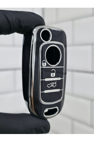 Fiat Egea Uyumlu Nano Anahtar Kılıfı Siyah Gümüş