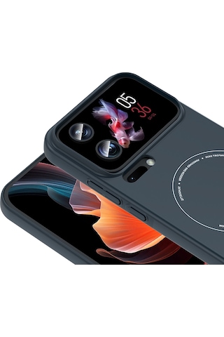 Gpack Xiaomi 17 Pro Max Kılıf Elio Kablosuz Şrj Özellikli Kamera Korumalı Sert Pc Lacivert