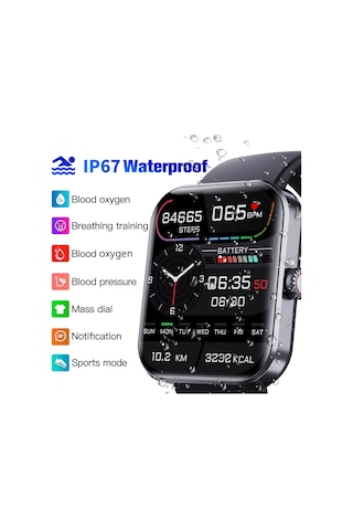 Geeksen Sınır Ötesi F57l 1.91 Hd Ips Büyük Ekran Su Geçirmez Kalp Atış Hızı Ka Akıllı Saat (İthalatçı Garantili)