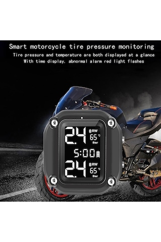 Sandwich Kablosuz Lastik Basıncı İzleme Sistemi 2 Harici Sensörlü Motosiklet İçin Usb Şarj Tpms Dijital Lcd Ekran İki Tekerlek