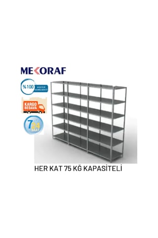 Mekoraf Mekoraf 31 X 93 7 Katlı 2.5 Metre Duble 3 Ünite Çelik Raf