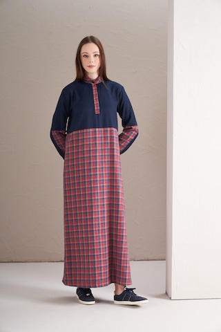 Blok Elbise Kırmızı Laci Kırmızı Lacivert Kırmızı - Lacivert