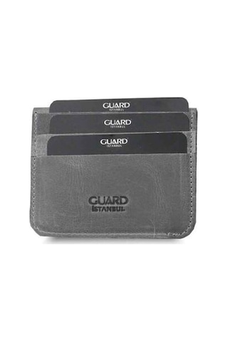 Guard Gri Crazy Patlı Kartlık Hakiki Deri Erkek / Kadın P5227 Gri