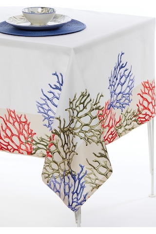 Mercan Desen Leke Tutmaz Petek Kumaş Masa Örtüsü 145x210 Cm