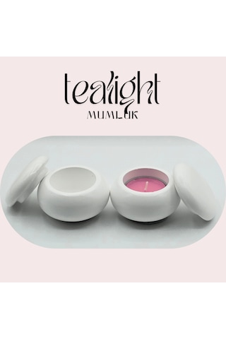 Aurora Tealight 2'li Mumluk Seti Dekoratif Çekim Obje El Yapımı Beyaz