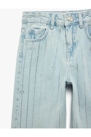 Koton Kalpli Taş Detaylı Mavi Kız Çocuk Jean Pantolon 6skg40085ad Mavi