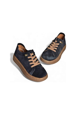 Fox Shoes V999060502 Lacivert Hakiki Deri Süet Kadın Spor Ayakkabı Sneakers Lacivert
