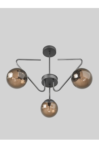 Lunor Siyah Metal Bal Rengi Cam Küre Başlıklı Modern 3'lü Avize