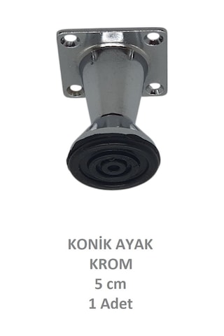 Adilon Konik Ayak, Zamak, Krom, 5 cm, Dolap, Mobilya, Puf Ayağı