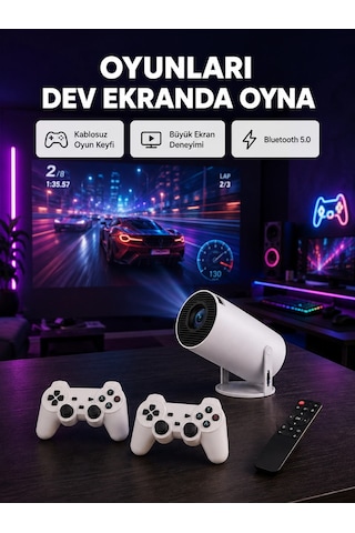 Mey İthalat 4k Wi-fi 6 Projeksiyon Cihazı - 10.000+ Oyun Desteği, Kablosuz Bağlantı Ve Çoklu Giriş Portları Yeni Nesil