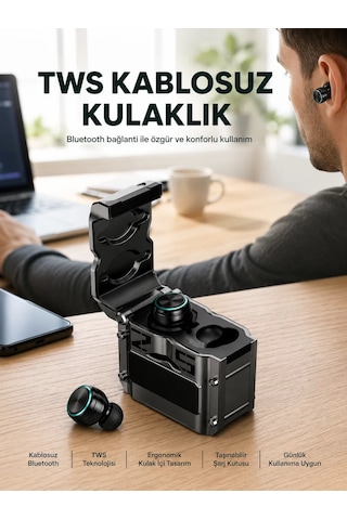 Ergonomik Tasarımlı Bluetooth Kulaklık Suya Dayanıklı Dokunmatik Kontrollü Yeni Nesil 1