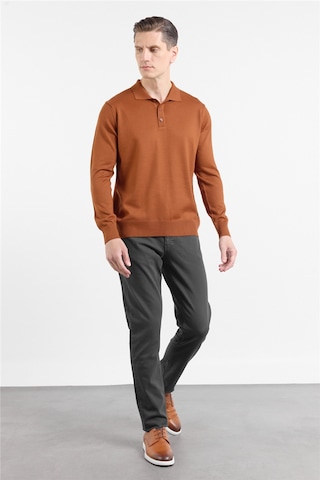 İmza Kiremit Polo Yaka Cepsiz Comfort Fit Classic Pamuklu Triko Kazak 1012255155