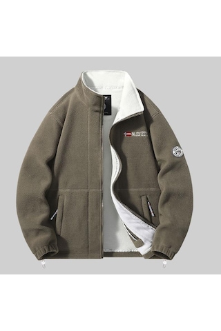 Polar Astarlı, Kalınlaştırılmış Polar Astarlı, Sıcak Büyük Beden Erkek Ceketi Mavi