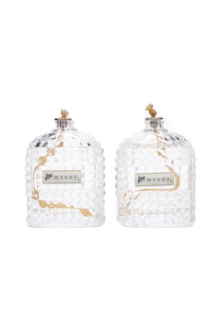 Missi Vanilya Sandal Kokulu Oval Kristal Cam Şişe Kandil Seti 2 x 100 ML