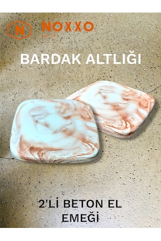 2 Li Beton Bardak Altlığı Betonun Şıklığı El Emeğinin Değeri Kahverengi Kahverengi