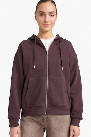 Defacto Relax Fit Kapüşonlu Basic Düz Kalın Fermuarlı Sweatshirt C1809ax25aubn340 Kahve-bn340