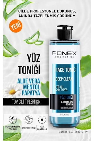 Fonex Derinlemesine Temizlik Tüm Cilt Tipleri İçin Yüz Toniği 250 Ml Mavi