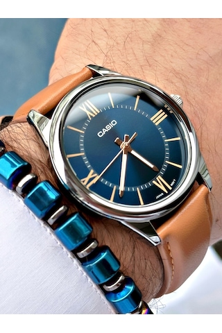 Casio Kahverengi Klasik Model   Deri Kordon Erkek Kol Saati + Bileklik Hediyeli Nda93