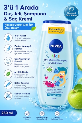 Nivea Çocuk Şampuanı ve Duş Jeli 250 Ml Göz Yakmayan Ekstra Yumuşatıcı Formül