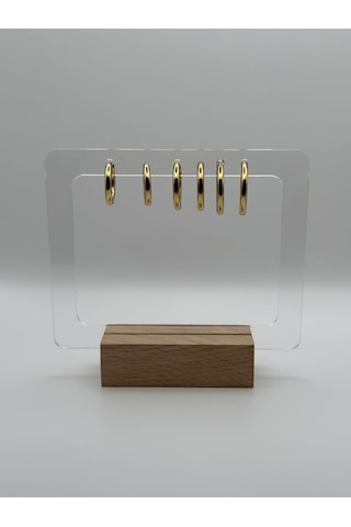 Arnes Jewelry Çelik Gold 3'lü Halka Küpe Ar04 Gold