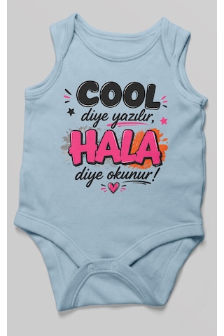 Morivokids Cool Diye Yazılır Hala Diye Okunur Sıfır Kol Bebek Body %100 Pamuk Bebe Mavisi