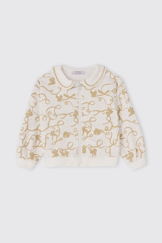 Panço Kız Bebek Fermuarlı Beyaz Sweatshirt