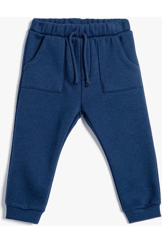 Koton Basic Jogger Eşofman Altı Şardonlu Beli Bağlamalı Cepli Pamuklu Mavi 4wmb40084tk 4WMB40084TK631 Mavi
