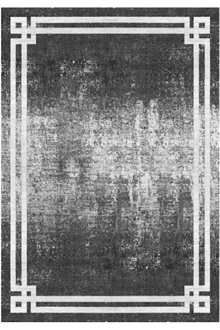 Çam Halı Gloria Td713 Antrasit Mavi Art Deco Modern Desen Dokuma Saçaklı Kilim
