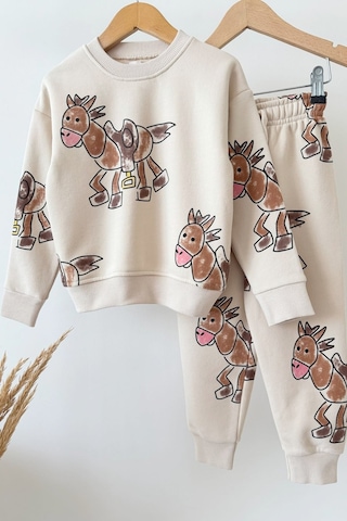 Monila Erkek Çocuk At Baskılı Taş Sweatshirt Ve Eşofman Takımı