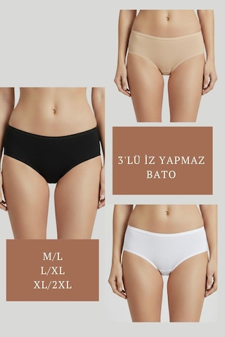 3lü Set Külot-siyah-beyaz-ten Dor2851 Çok Renkli