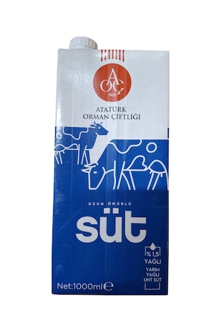 Atatürk Orman Çiftliği %1,5 Yarım Yağlı Süt 1 Lt X 6 Adet