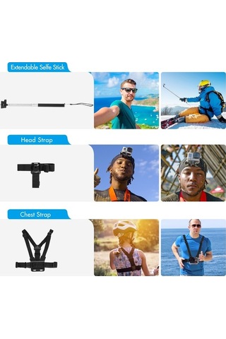 Ebitda Andoer 48-in-1 Aksiyon Kiti Siyah, Gopro Hero 9-5 Ve Insta360 İçin Taşıma Çantası Siyah