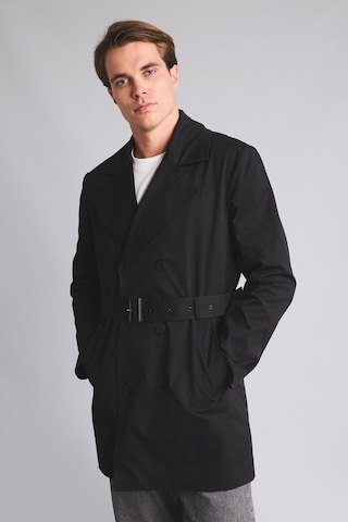 Defacto Slim Fit Astarlı Düğmeli Cepli Kemerli Mevsimlik Trençkot D5528ax26aubk27 Siyah-bk27