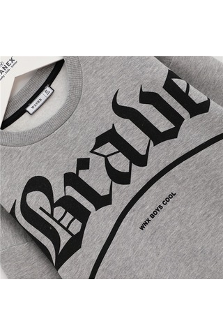 Wanex Erkek Çocuk Uzun Kol Kalın Sweatshirt - 16044 Gri Melanj
