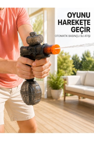 Şarj Edilebilir Su Tabancası Büyük Hazneli Otomatik Atışlı 8-12 Metre Menzilli - Lisinya