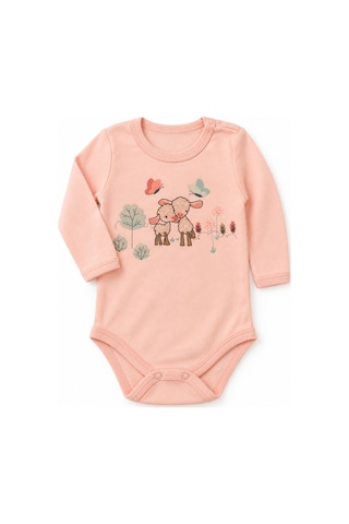 Babyhola 3'lü Bebek Badi Seti %100 Pamuk Uzun Kollu Çıtçıtlı Turuncu