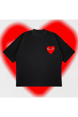 Flood Of Style Comme Des Garçons Oversize Unisex Pamuklu Nefes Alan Kalın Kumaşlı Siyah