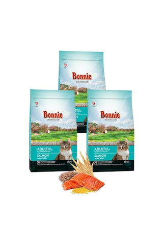 Bonnie Somonlu Yetişkin Kedi Maması 3 x 1500 G