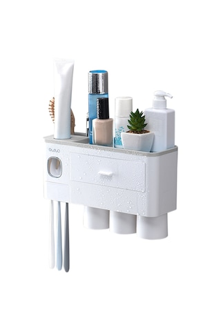 Geeksen Mıknatıslı Diş Fırçası Askısı İle Diş Macunu Dispanseri - Duvara Monte Banyo Organizasyonu Diş Fırçası Kabı Ve Saklama Ünitesi Diğer