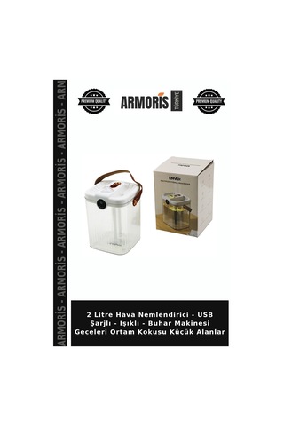 2 Litre Hava Nemlendirici - Usb Şarjlı - Işıklı - Buhar Makinesi Geceleri Ortam Kokusu Küçük Alanlar