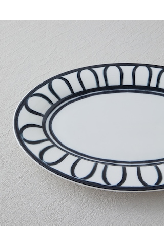 English Home Monarch Porselen Kayık Tabak 30 Cm Siyah - Beyaz Siyah - Beyaz