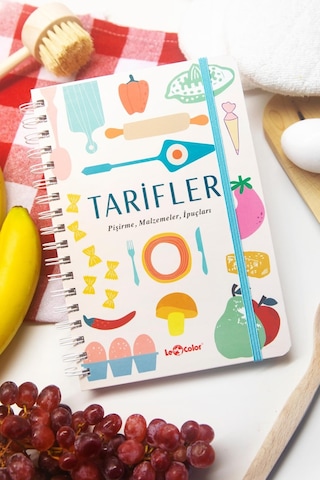 Spiralli Yemek Tarif Defteri Görselli Bej