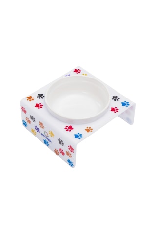 Petmagic Akrilik Beyaz Seramik Tekli Evcil Hayvan Kedi Ve Mini Irk Köpek Mama Kabı-beyaz Pati