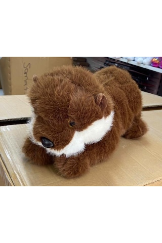 Peluş Kahverengi Uyku Arkadaşı Yatan Susamuru Büyük Boy Su Samuru Peluş 50 Cm Pelüş