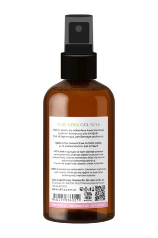 Akita Doğal Aloe Vera Cam Şişe Gül Suyu 100 ML